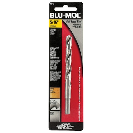 Blu-Mol Blu-Mol Xtreme 5/16 in. X 4-1/2 in. L High Speed Steel Drill Bit Round Shank 1 pc 6012